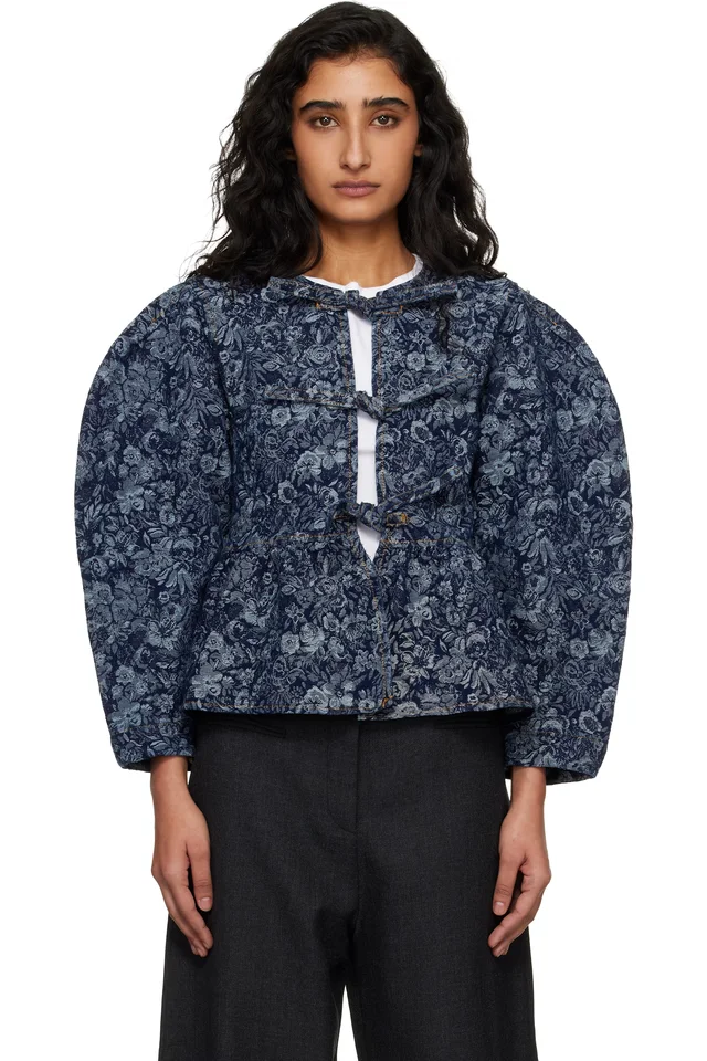 GANNI Blue Tapestry Peplum Denim Blouse from SSENSE, photo 1 of 1