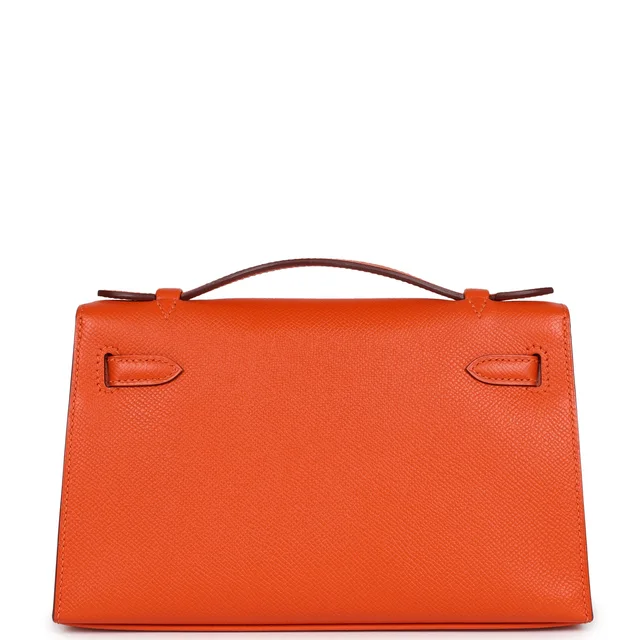Hermès Kelly Pochette Feu Epsom Palladium Hardware in Orange Epsom leather from Madison Avenue Couture, photo 2 of 2