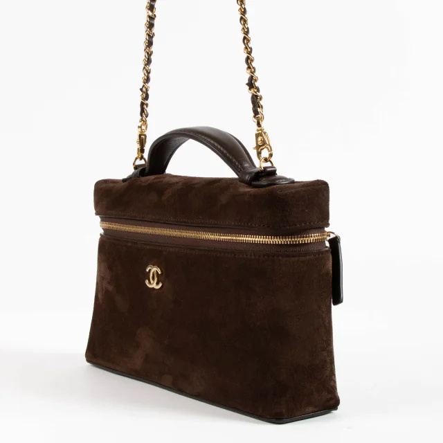 Chanel 26A Dark Brown Suede Large Vanity With Chain in Brown Suede from Labellov, photo 3 of 4