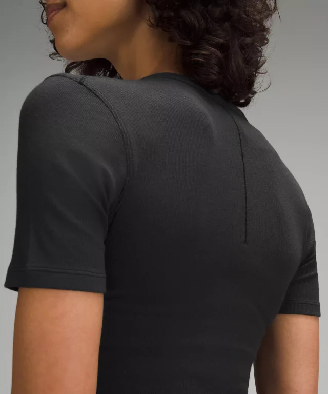 lululemon Hold Tight Straight-Hem Cropped T-Shirt in Black, photo 5 of 6 from lululemon