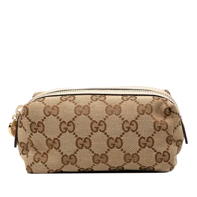 Beige Gucci GG Canvas Cosmetic Pouch in Beige Canvas from Designer Revival