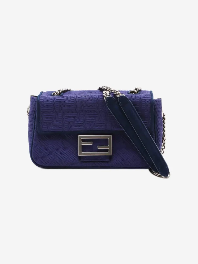 Fendi Blue Zucca Mamma Baguette chain shoulder bag in Blue Leather from Sign of the Times