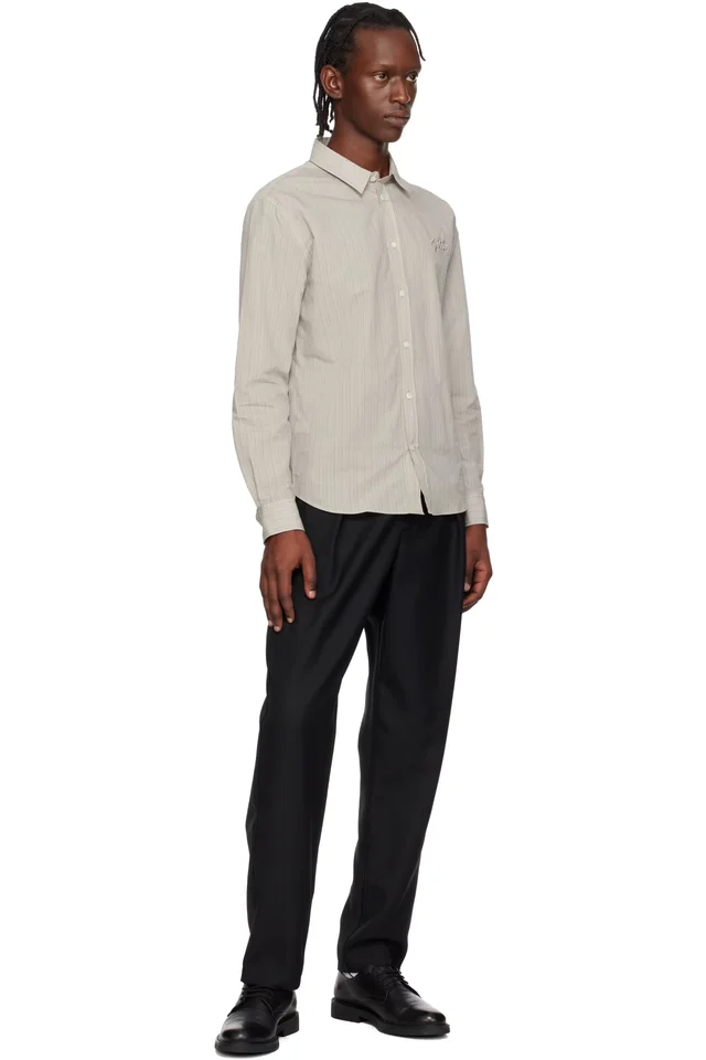 Beige 'Maison Kitsuné' Handwriting Casual Shirt, photo 4 of 4 from SSENSE