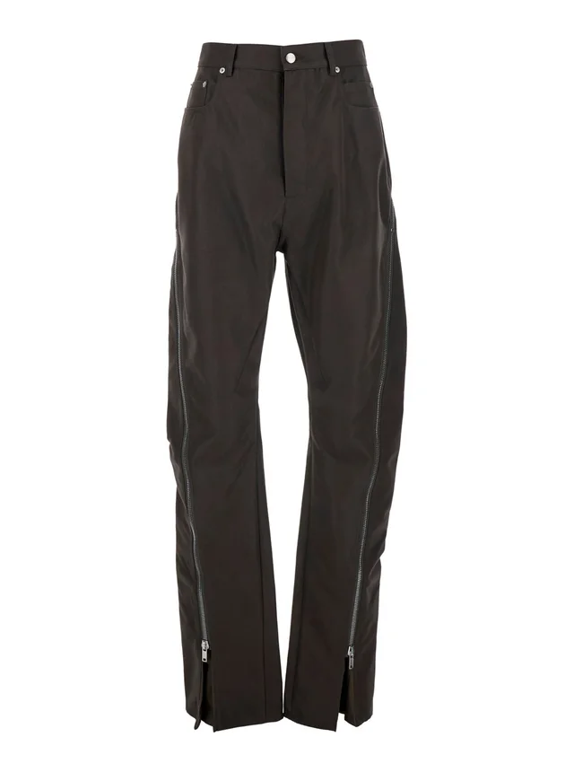 Rick owens Bolan Banana Pants with Zip Details in Brown Stretch Cotton for Men in Brown 62% Cotton 38% Nylon, photo 2 of 6 from Gaudenzi Boutique