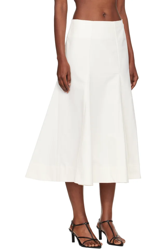 Róhe Off-White Sculptural Cotton Midi Skirt, photo 2 of 4 from SSENSE