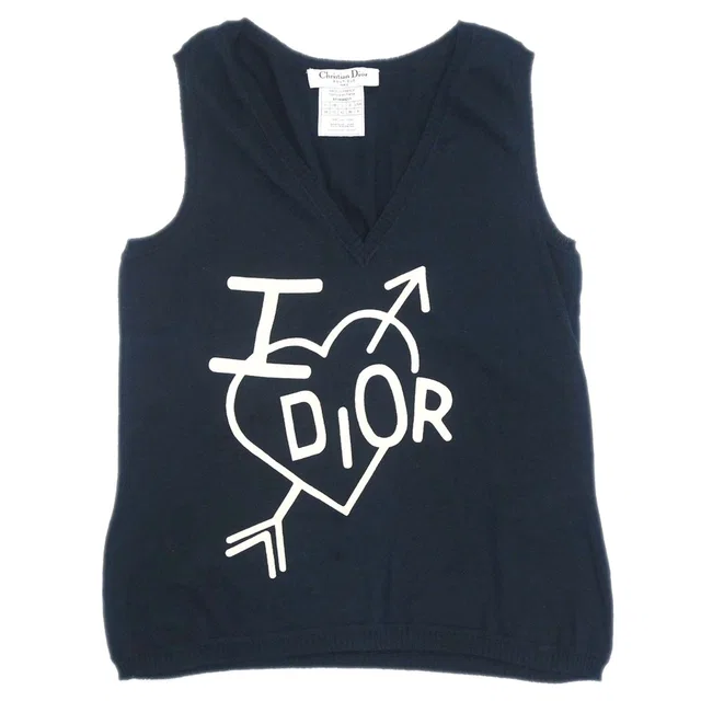 Dior 2005 Sleeveless Tank Top Heart And Arrow Navy #38 in Navy from AMORE Vintage Tokyo