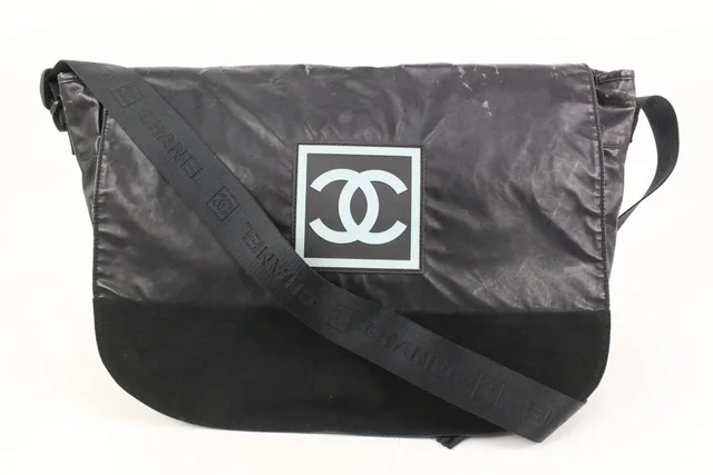 Chanel XL Black Sports Logo Messenger Bag in Black from Bagriculture
