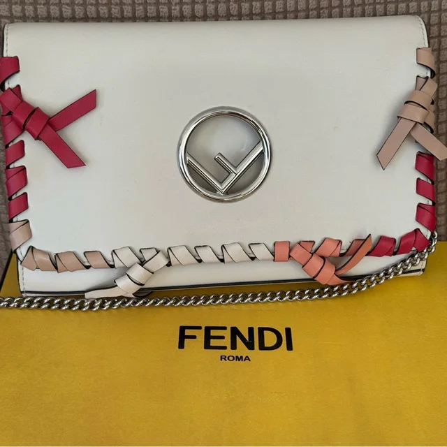 Fendi White Kan I Small Crossbody With Pink, Coral And Tan Braided Trim in white|pink Leather from Poshmark
