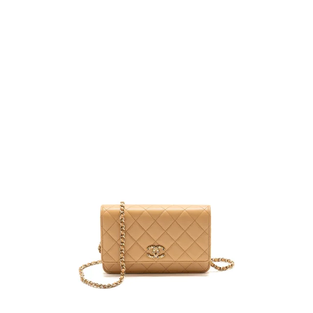 Chanel Detailed CC Classic Wallet on Chain Caviar Beige LGHW (Microchip) in Beige Caviar leather from EMIER