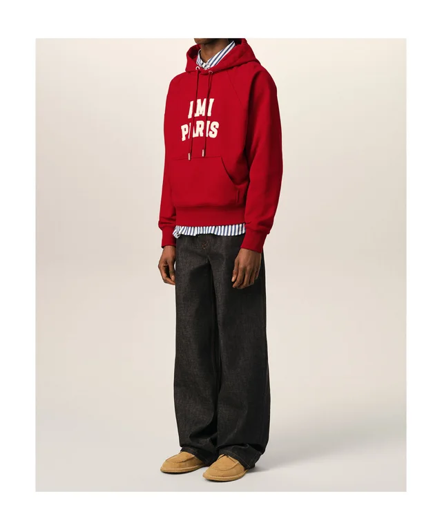 Red cotton hoodie with Ami Paris embroidery, photo 5 of 6 from SENSER