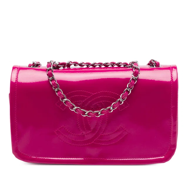 Pink Chanel CC Patent Lipstick Ligne Flap Shoulder Bag in Pink Patent leather from Designer Revival