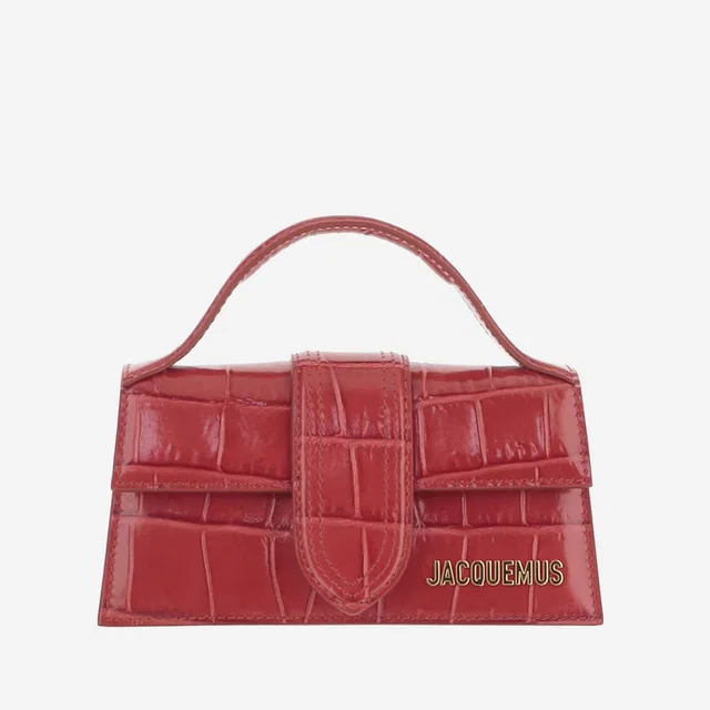Jacquemus Crocodile-Embossed Calf Leather Shoulder Bag — Red in Red Calfskin from HEWI