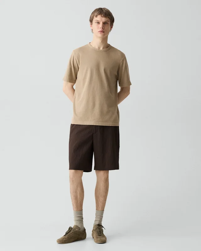 Theory Crewneck Tee in Tinted Tee in TINTED BROWN 100% Cotton, photo 10 of 10 from Theory