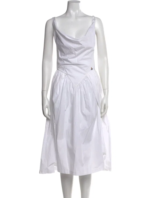 Vivienne Westwood Cowl Neck Midi Length Dress w/ Tags in white from The RealReal