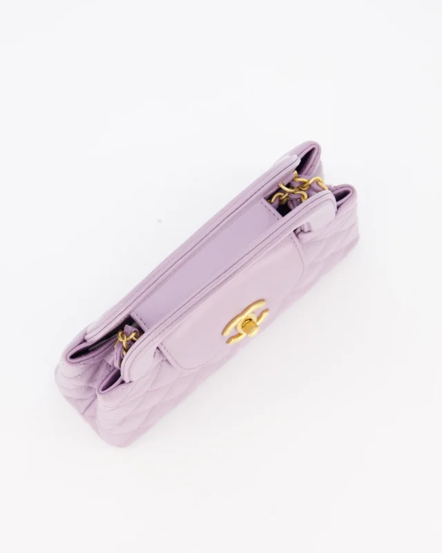 Chanel Lilac Small Mini Kelly Shopping Bag in Purple Calfskin from Sellier, photo 17 of 21