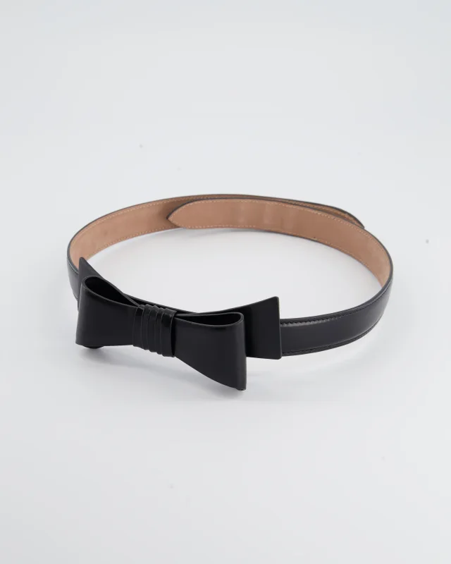 Alaïa Black Leather Belt with Bow Detail Size 70cm in Black Leather from Sellier, photo 4 of 5
