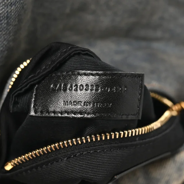 Saint Laurent Quilted Toy Loulou Puffer Monogram Chain Satchel Blue Cinnamon in Blue Denim from FASHIONPHILE, photo 7 of 10