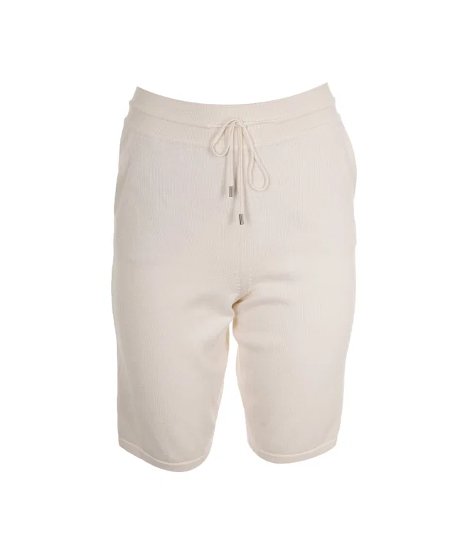 Loro Piana Cream Knitted Shorts Size 40 in White Cashmere from Luxury Promise
