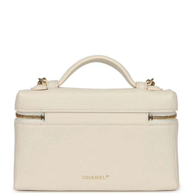 Chanel "Supple" Top Handle Long Vanity Case in White Grained Calfskin from Madison Avenue Couture, photo 4 of 10