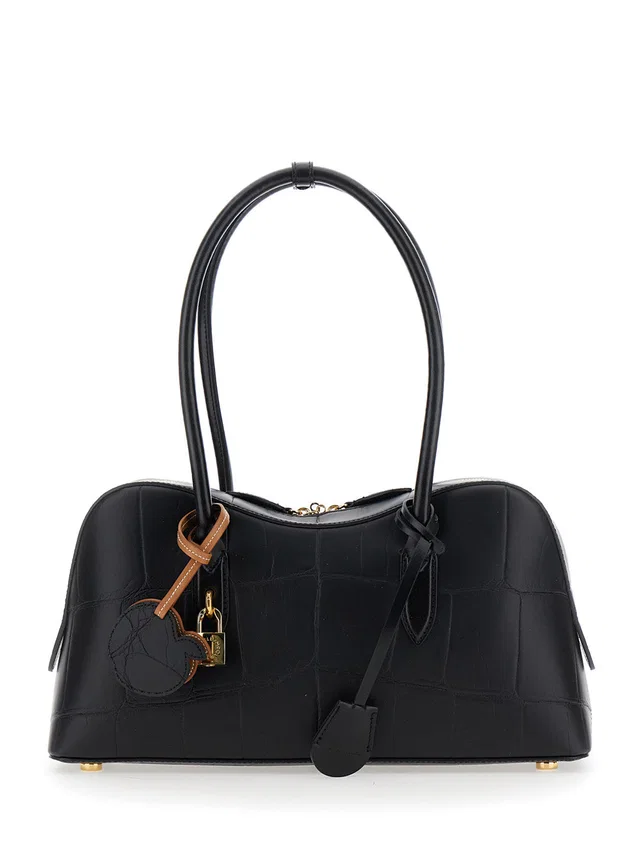 Stella McCartney Shoulder Bag — Black Hemp in Black Crocodile from HEWI