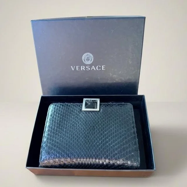 Versace Men's Wallets - Black/Silver in black|silver|gray from Depop, photo 1 of 1