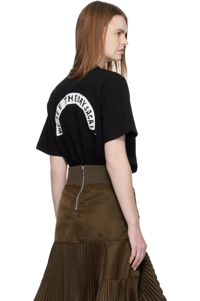 Black 'geoff sacai' Print T-shirt, photo 3 of 5 from SSENSE