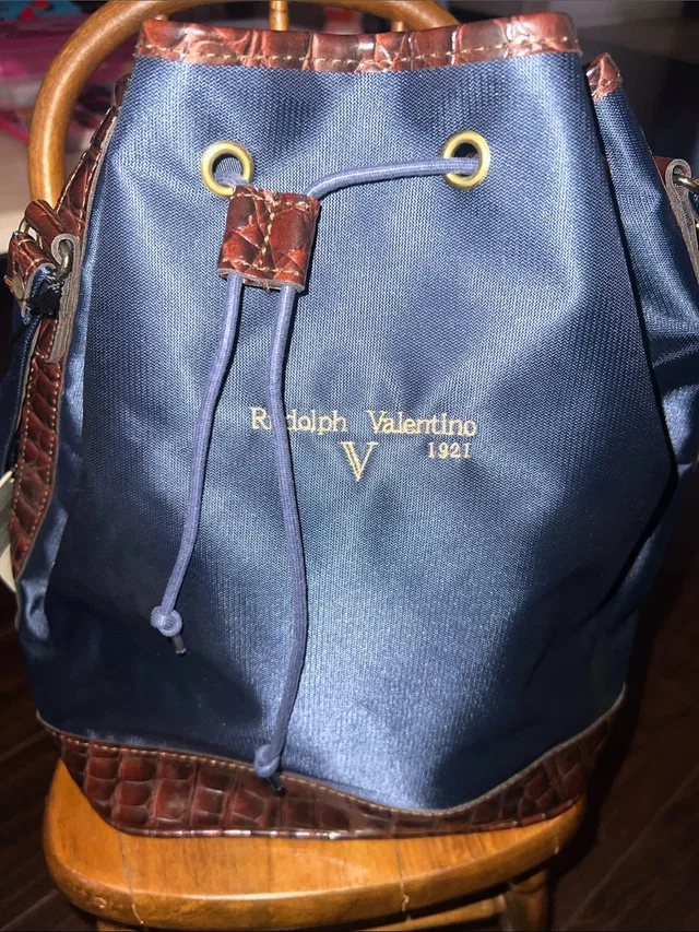 Valentino Garavani Navy And Brown Drawstring Women’s Bucket Bag in blue|brown|red from Poshmark