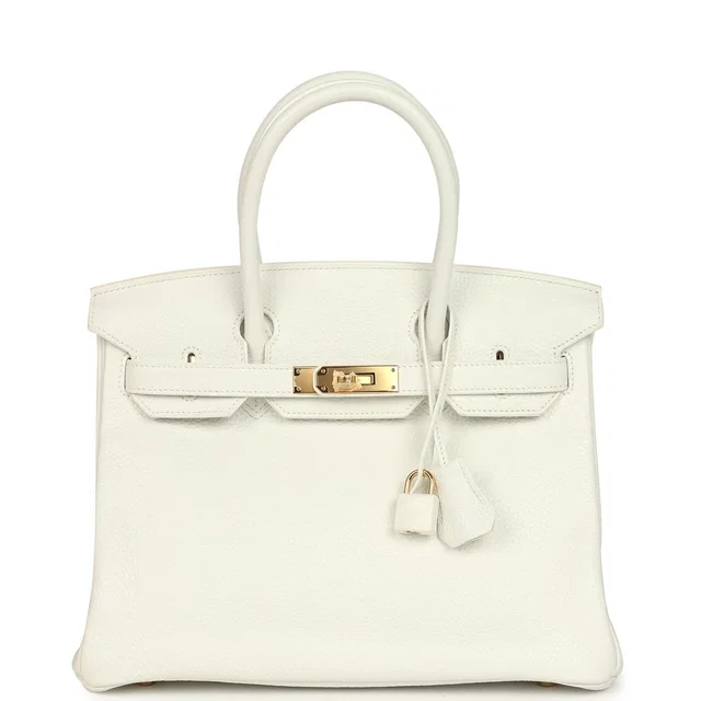 Hermès Birkin 30 White Clemence Gold Hardware in White Clemence leather from Madison Avenue Couture
