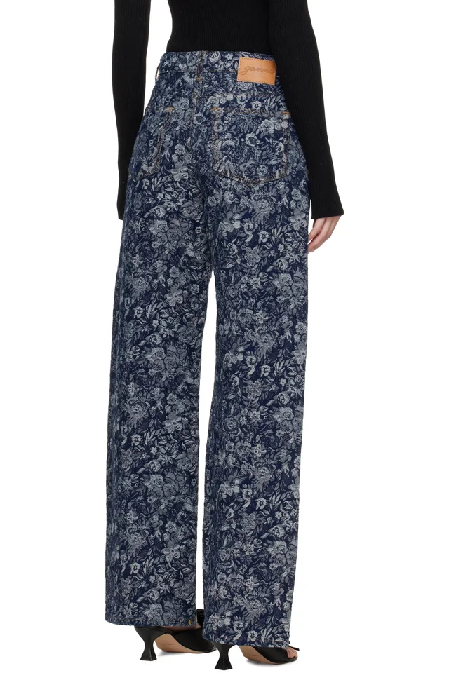 GANNI Blue Straight Tapestry Izey Jeans, photo 3 of 3 from SSENSE