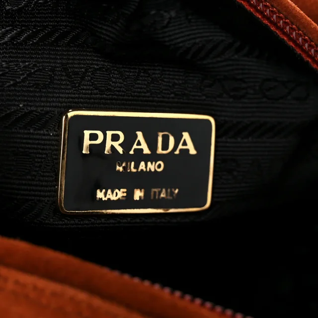 Prada Scamosciato Suede Tassel Pouch Brown in Brown Suede from FASHIONPHILE, photo 6 of 7