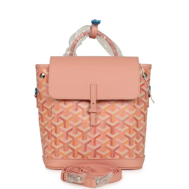 Goyard Goyardine Canvas Powder Pink Mini Alpin Backpack Palladium Hardware in Pink Canvas from Madison Avenue Couture