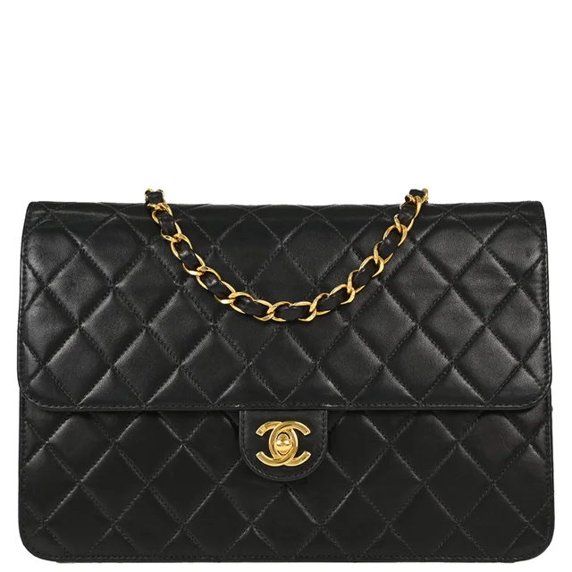 Chanel 2003-2004 Black Lambskin Turnlock Medium Half Flap Shoulder Bag in Black Lambskin from AMORE Vintage Tokyo
