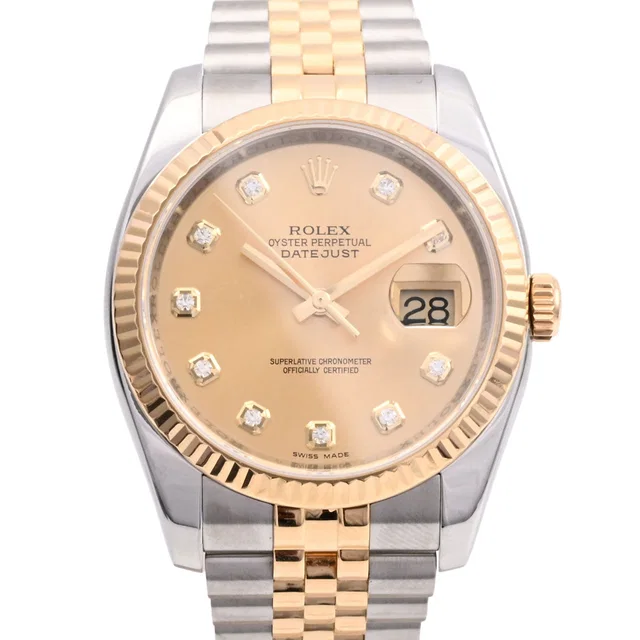 Rolex Circa 2012 Datejust 36mm 10-point Diamond 116233G Automatic Champagne from VINTAGE QOO TOKYO