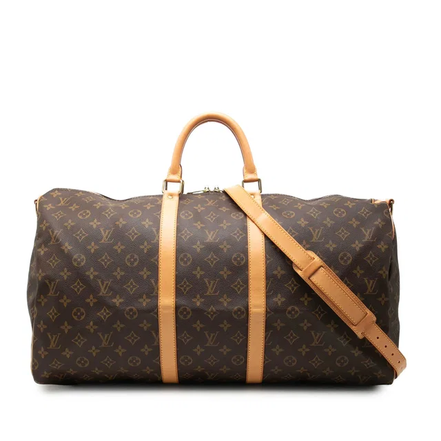 Brown Louis Vuitton Monogram Keepall Bandouliere 55 Travel Bag in Brown Coated canvas from Designer Revival