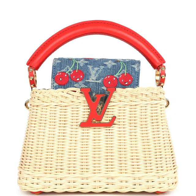 Louis Vuitton X Takashi Murakami Capucines Mini Red in Red Raffia from Madison Avenue Couture