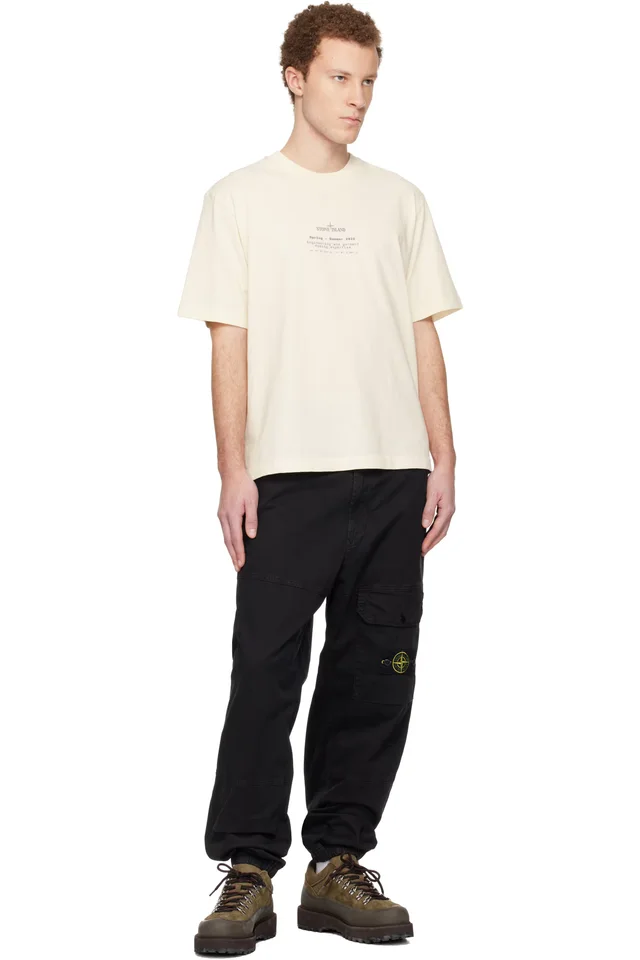 Stone Island Black 3100010 Organic Cotton Stretch Broken Twill Trousers, photo 4 of 4 from SSENSE