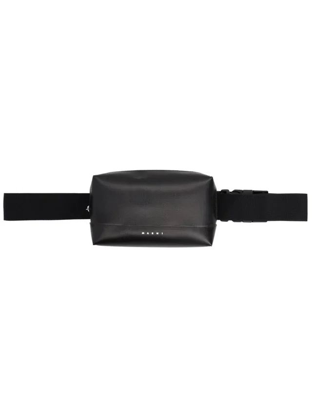 Marni Logo Pouch Belt Bag — Black Polyester in Black from HEWI