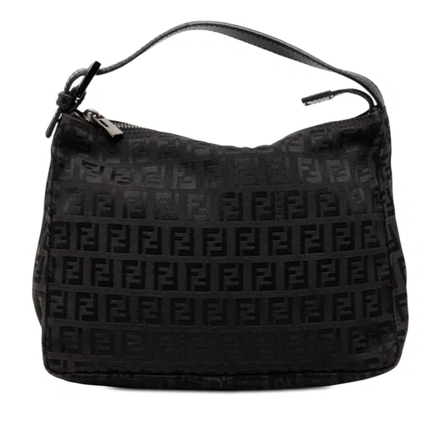 Black Fendi Zucchino Canvas Handbag in Black Canvas from Designer Revival