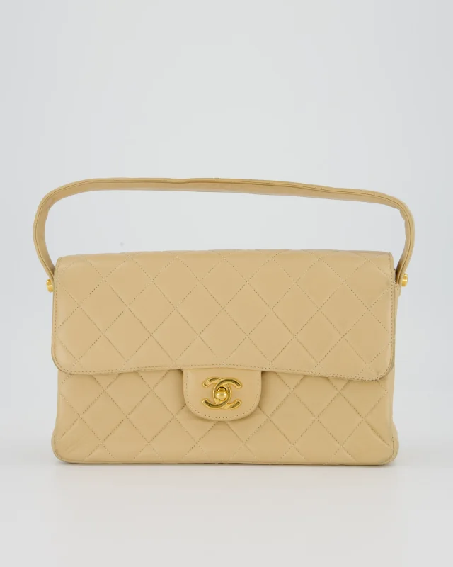 Chanel Vintage Medium Double-Sided Flap Bag in Beige Lambskin from Sellier, photo 5 of 18