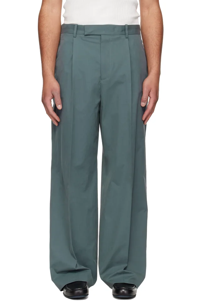 Blue Cotton Drill Trousers, image 1 of 1 from SSENSE