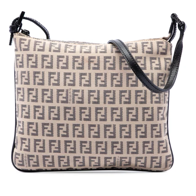 Beige Fendi Zucchino Canvas Crossbody in Beige Canvas from Designer Revival