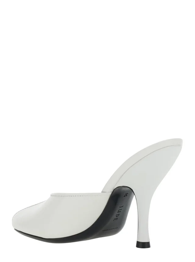 JUDE 'Date' white Heeled Sandals with cut-out toe in leather women in White 100% Lambskin, photo 6 of 8 from Gaudenzi Boutique