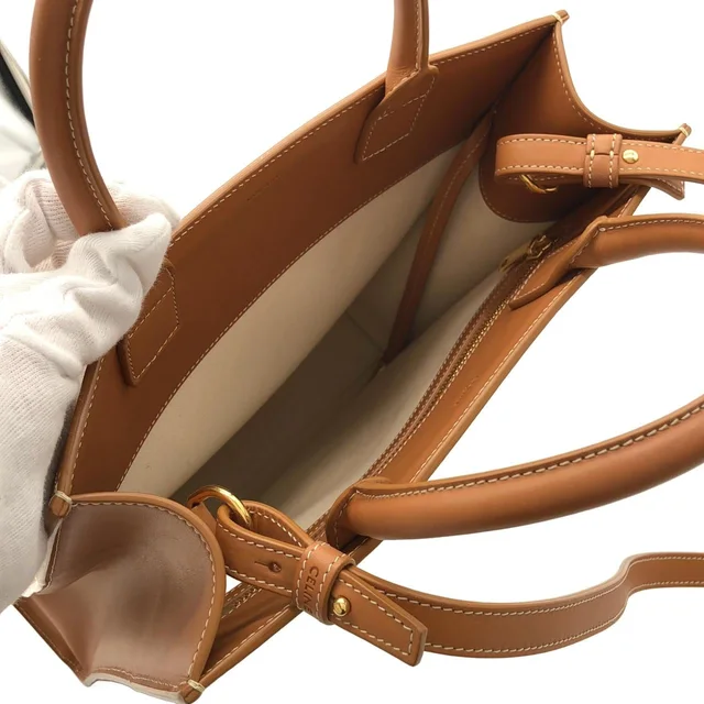 Small Vertical CELINE 192082BNZ Bag in 02NT/NATURAL+TAN cotton canvas/calf from KOMEHYO, photo 7 of 7