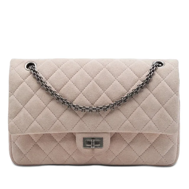 Pink Chanel Quilted Suede Reissue 2.55 Double Flap 226 Shoulder Bag in Pink Suede from Designer Revival, photo 1 of 1