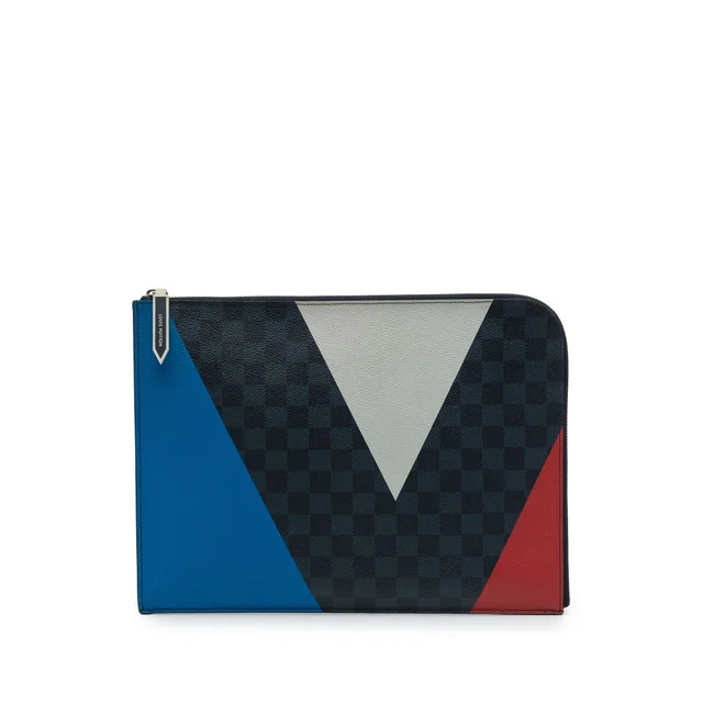 Blue Louis Vuitton Damier Cobalt Americas Cup Pochette Jour GM Clutch Bag in Blue Canvas from Designer Revival