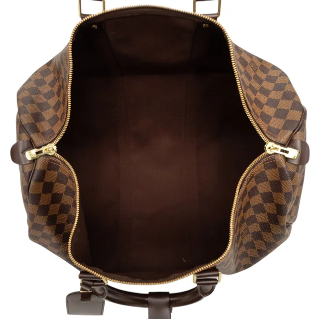 Brown Louis Vuitton Damier Ebene Keepall 50 Travel Bag in Brown Leather from Designer Revival, photo 2 of 2