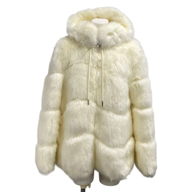 Moncler Down Jacket XS Epilobe White Long Sleeve Faux Fur Zip Up Hood 0 in White from The Reluxe