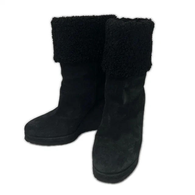 Moncler F-shearling Suede Metal Logo Short Boots in Suede from The Reluxe