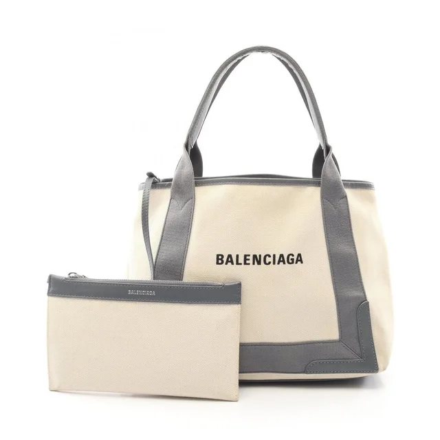 Balenciaga Navy Blue Cabas Tote Bag Canvas Leather Ivory White Gray in gray|blue Canvas from Poshmark