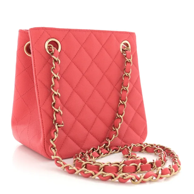 Chanel Caviar Quilted Mini Bucket Bag Dark Pink in Pink Caviar leather from FASHIONPHILE, photo 2 of 11